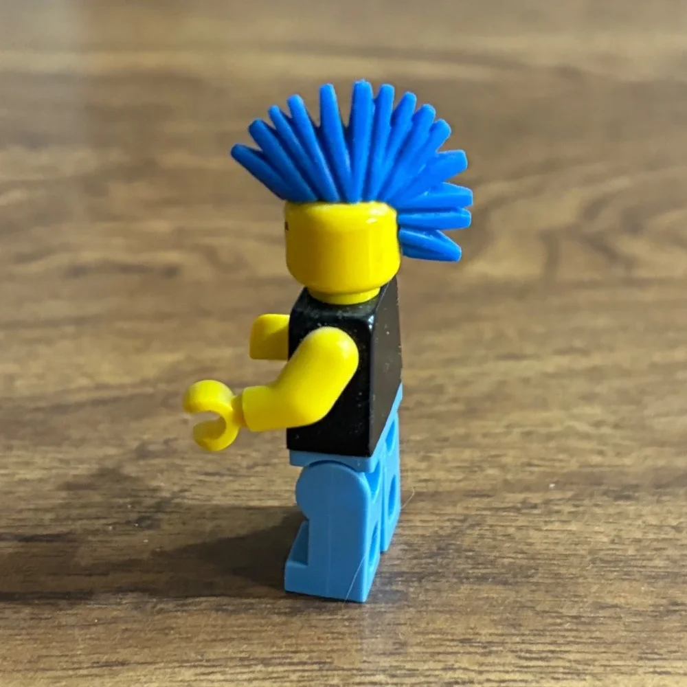 LEGO Punk Rocker Minifigure Blue Mohawk Skull Tank Band Heavy Metal Singer